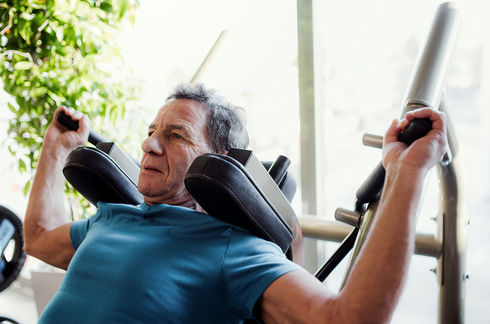 Elderly man exercising